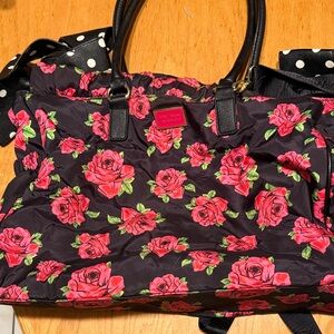 Betsey Johnson Black Tote with Red Floral Design